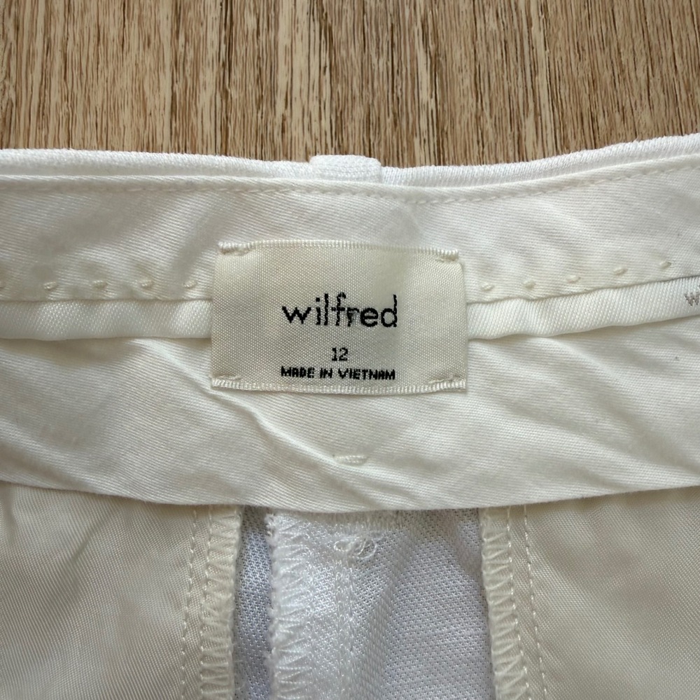 Wilfred Effortless Linen Blend Wide Leg Pants Womens 12 White Pleated High Rise - Picture 3 of 9